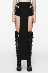 Shorts amovibles punk pour femmes avec boucle rivet noir